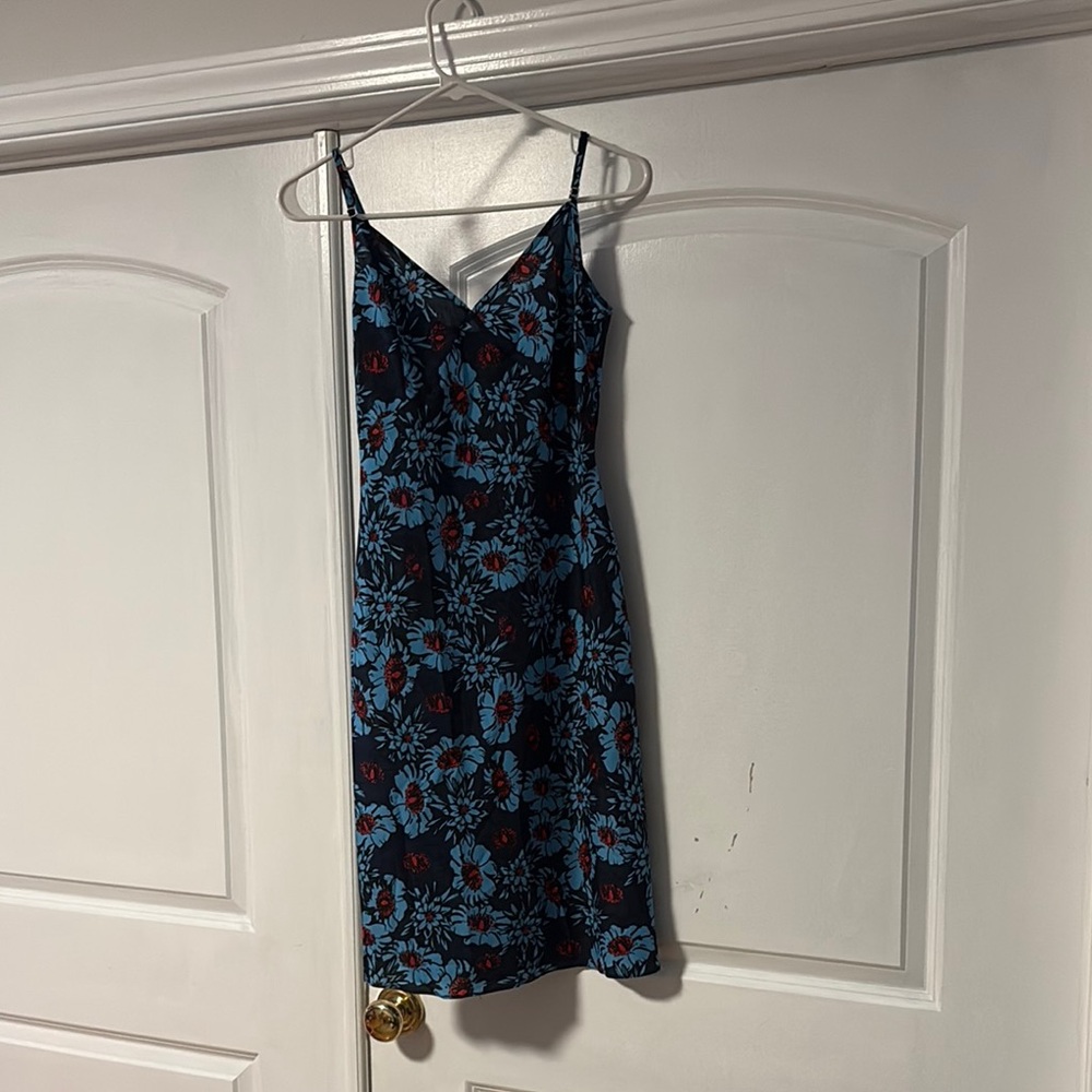 Markus Lupfer Blue Floral Slip Dress